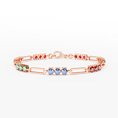 The Prism - Women's Rainbow Multi-Color Gemstone Paperclip Chain Bracelet