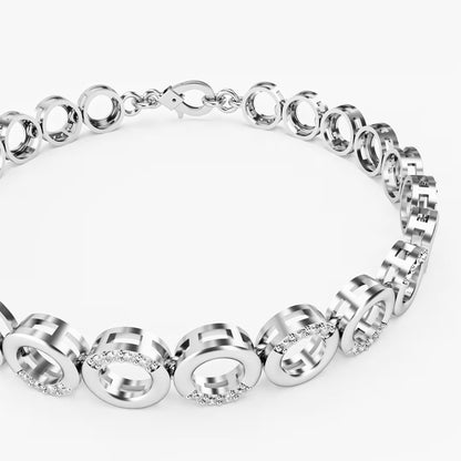 The Circle Link - Two-Tone Gold Diamond Pavé Geometric Bracelet