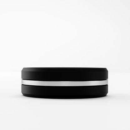 The Onyx Stripe - Black Onyx Band with Gold Center Inlay