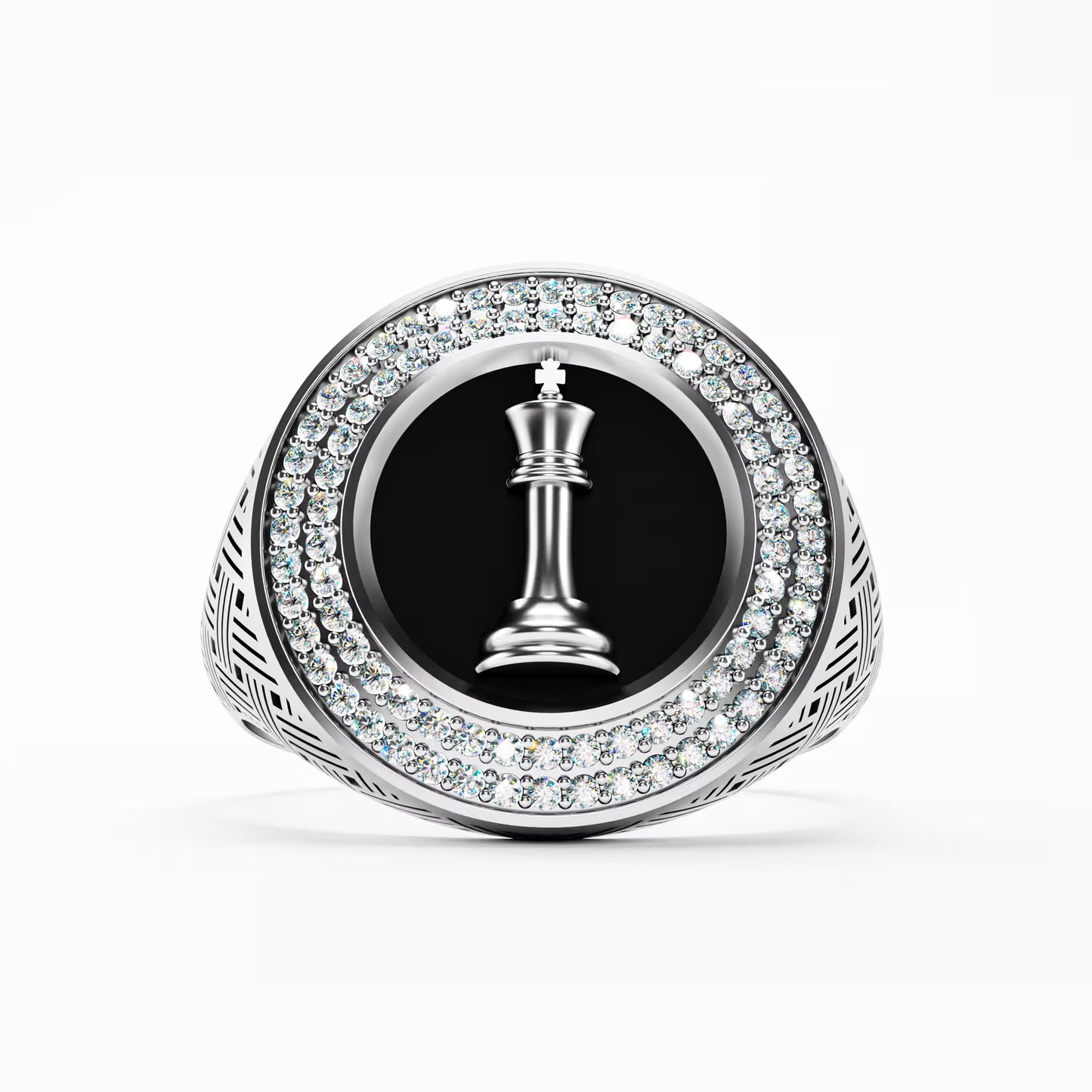 The King - Chess King Diamond Signet | onyx Ring by Gehnok