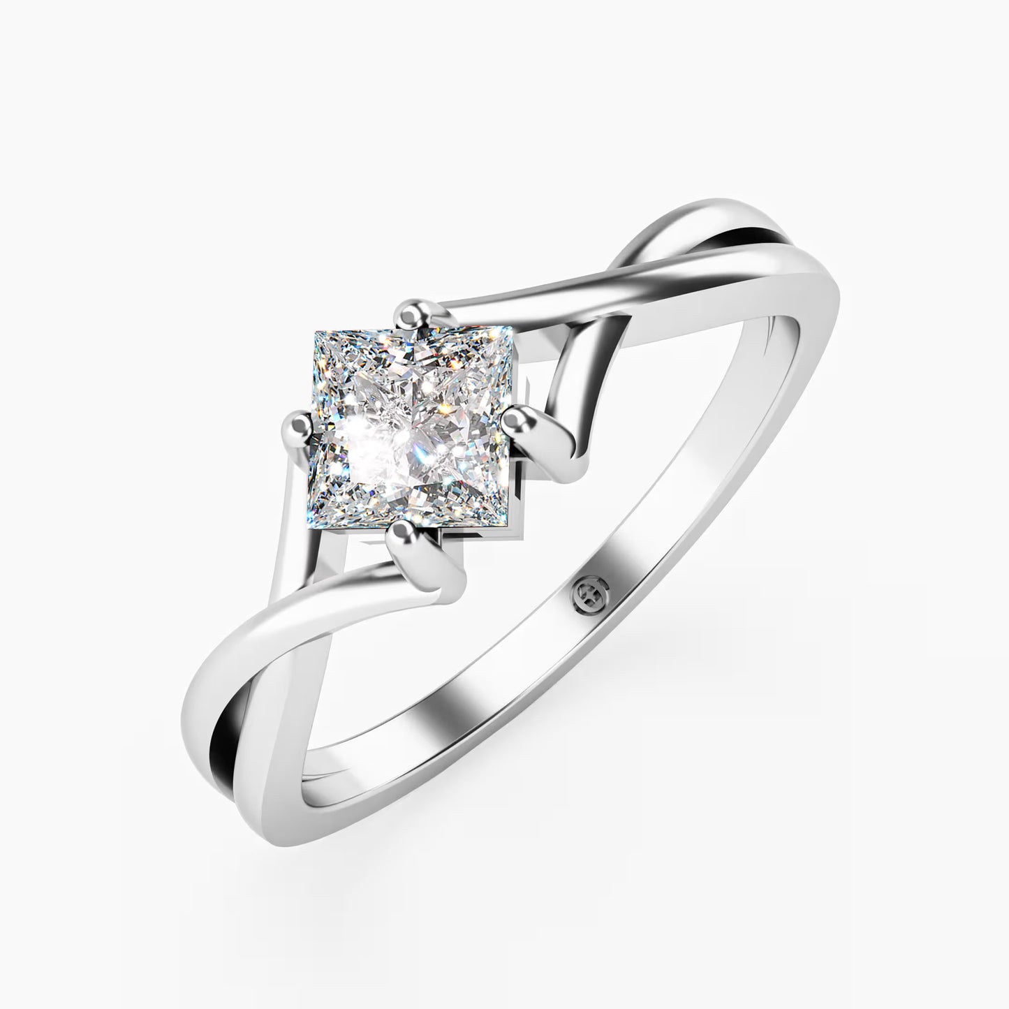 Princess Cut Twist Crossover Ring