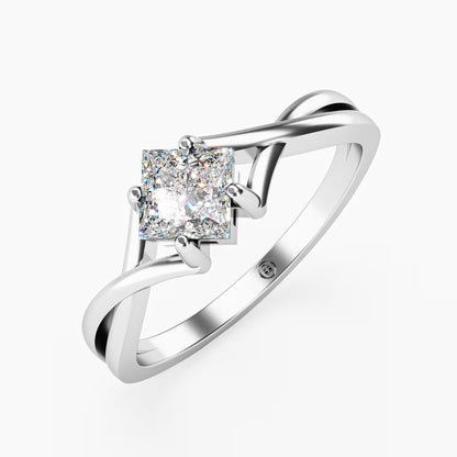 Princess Cut Twist Crossover Ring