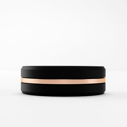 The Onyx Stripe - Black Onyx Band with Gold Center Inlay
