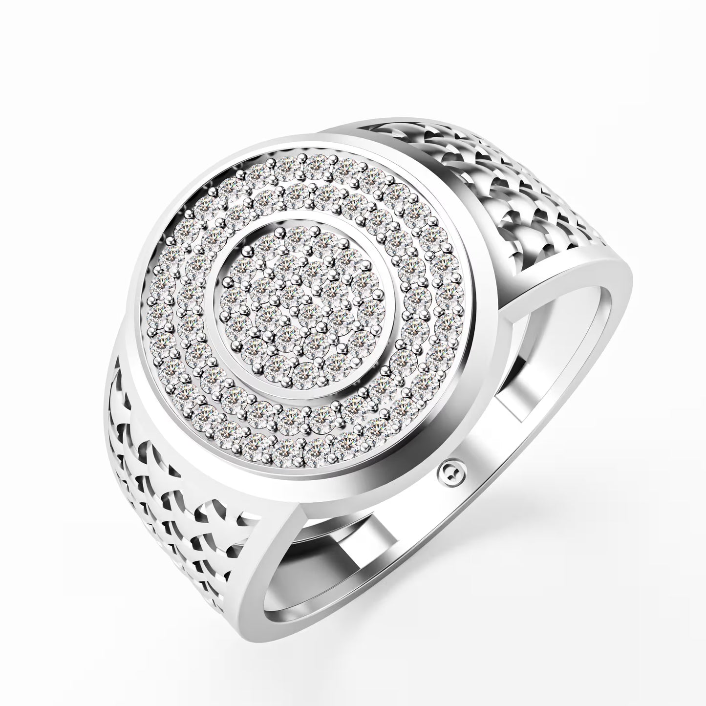 The Woven Dome - Tri-Color Gold Diamond Cluster Ring