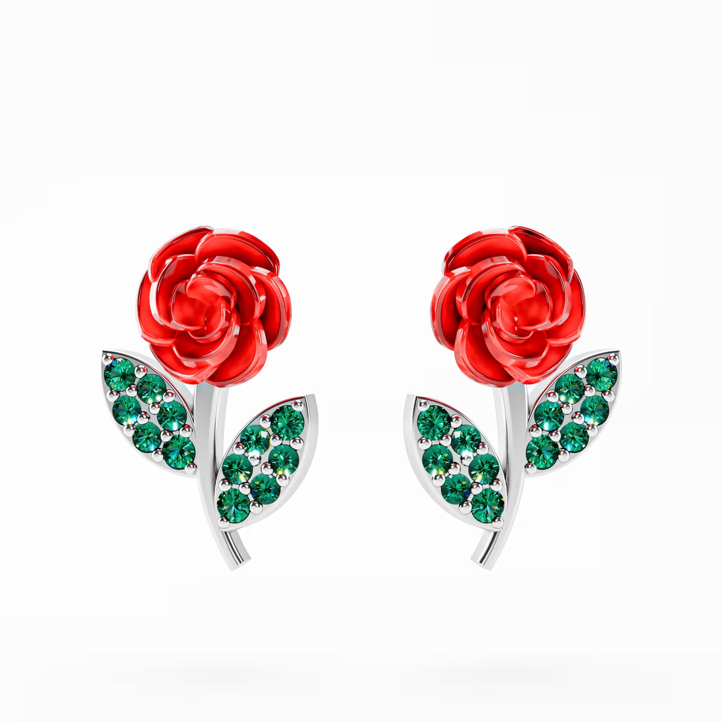 The Red Rose - Enamel Rose Stud Earrings