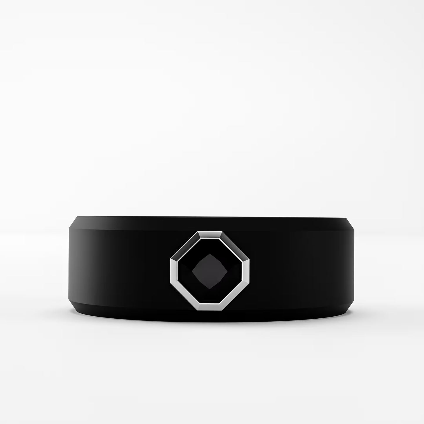 The Onyx Hex - Black Diamond Octagon Bezel Ring