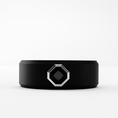 The Onyx Hex - Black Diamond Octagon Bezel Ring