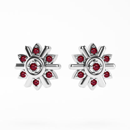 The Compass Star - Ruby Sunburst Stud Earrings by Gehnok