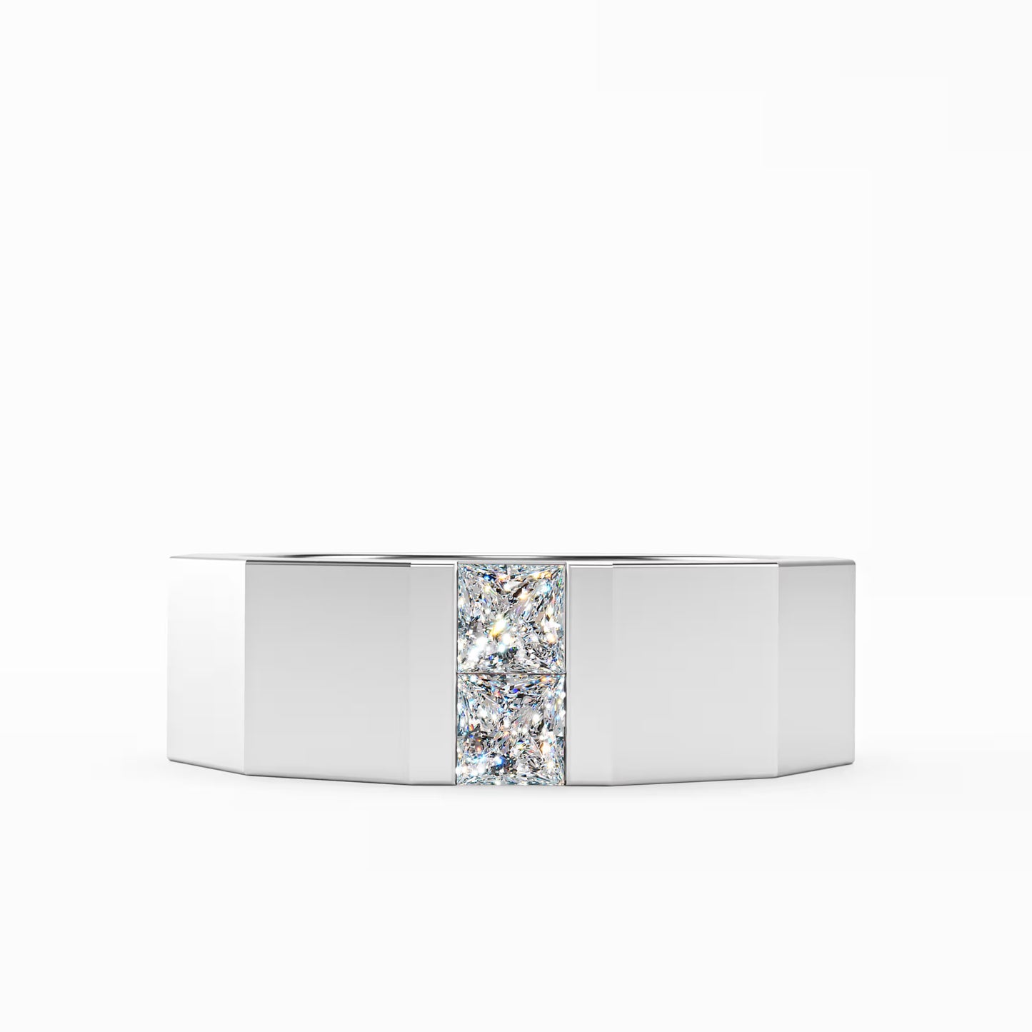 The Facet - Men's Faceted Princess Cut Diamond Duo Ring