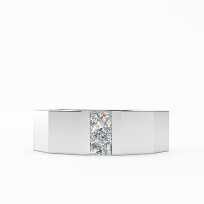 The Facet - Men's Faceted Princess Cut Diamond Duo Ring