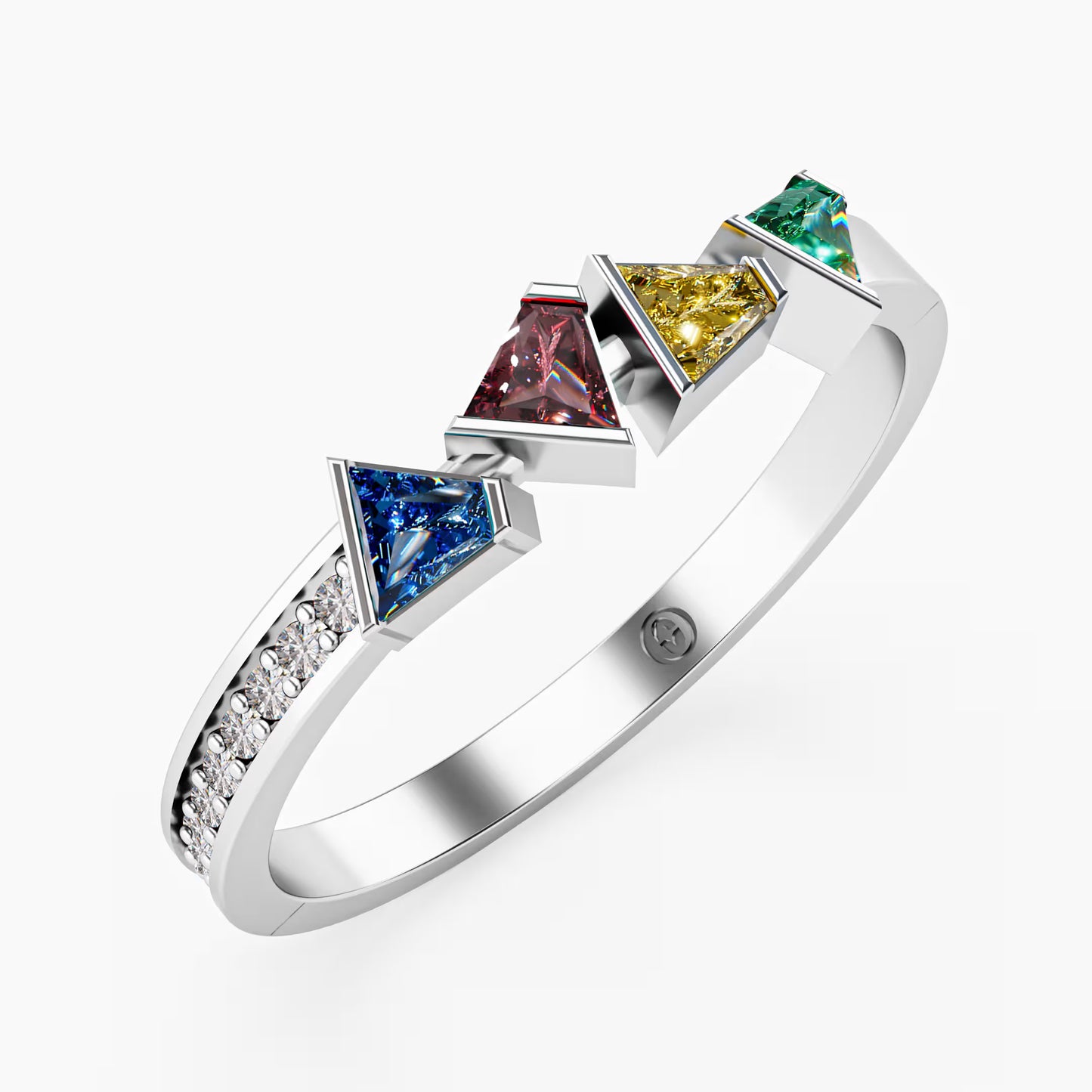 Four-Stone Trillion Cascade Ring