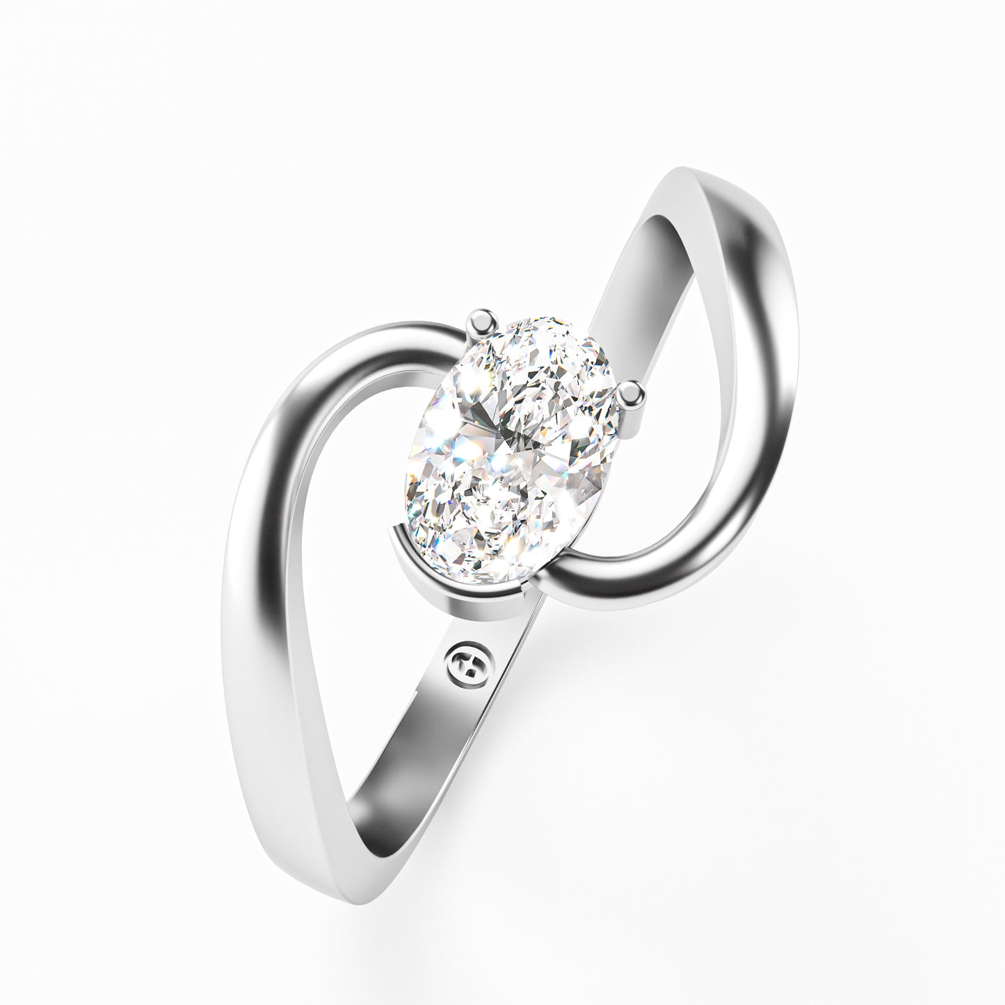 The Swirl - Oval Diamond Bypass Loop Ring by Gehnok