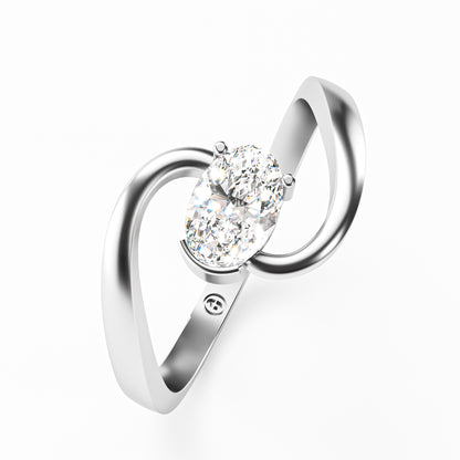 The Swirl - Oval Diamond Bypass Loop Ring by Gehnok