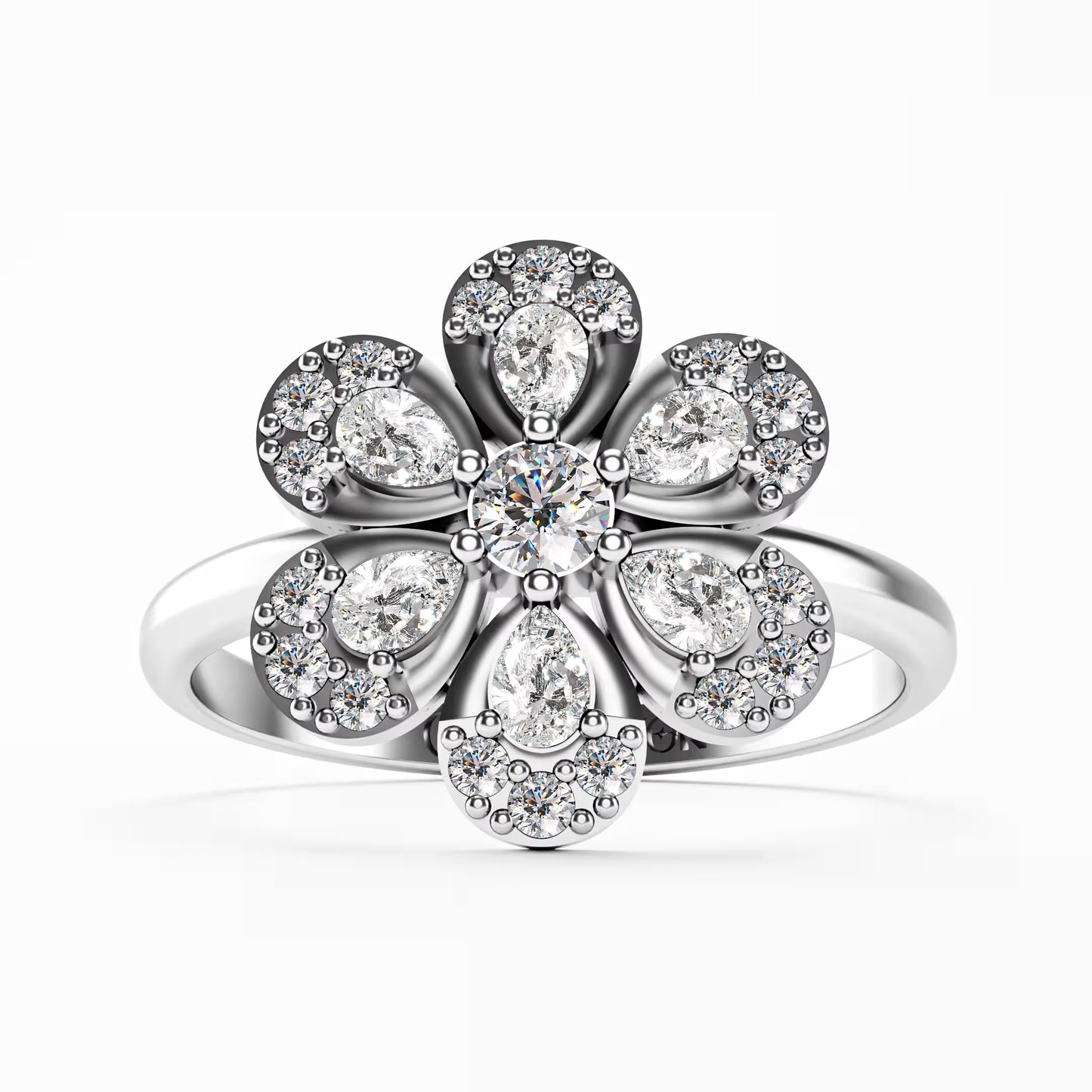 The Blossom - Two-Tone Gold Floral Diamond Cluster Ring by Gehnok