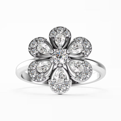 The Blossom - Two-Tone Gold Floral Diamond Cluster Ring by Gehnok