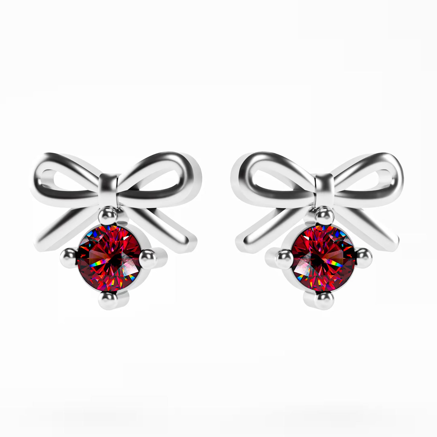 The Little Bow -  Ruby Bow Stud Earrings