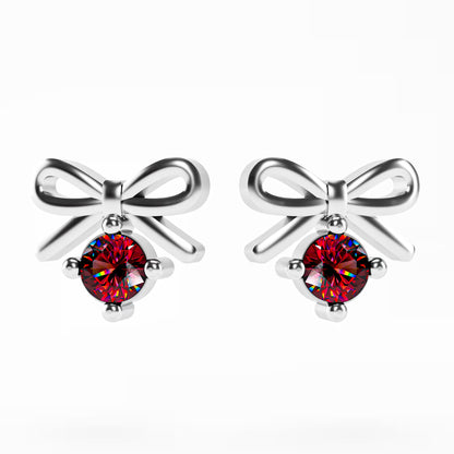 The Little Bow -  Ruby Bow Stud Earrings