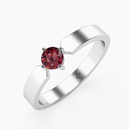 Geometric Notch Solitaire Ring