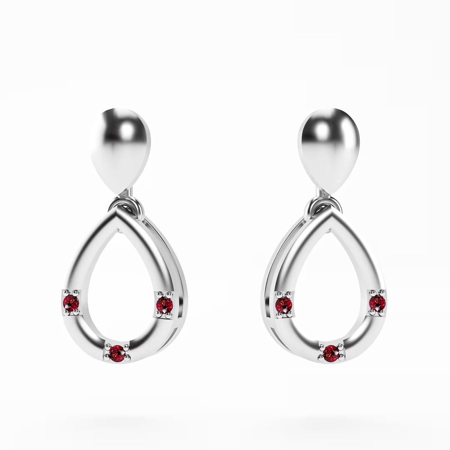 The Open Teardrop - Ruby Accent Drop Earrings