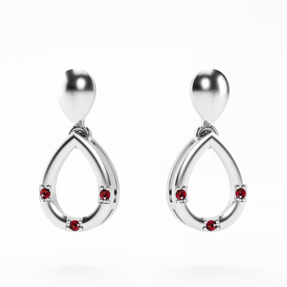 The Open Teardrop - Ruby Accent Drop Earrings