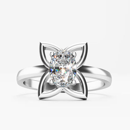 Lotus Four-Petal Solitaire Ring