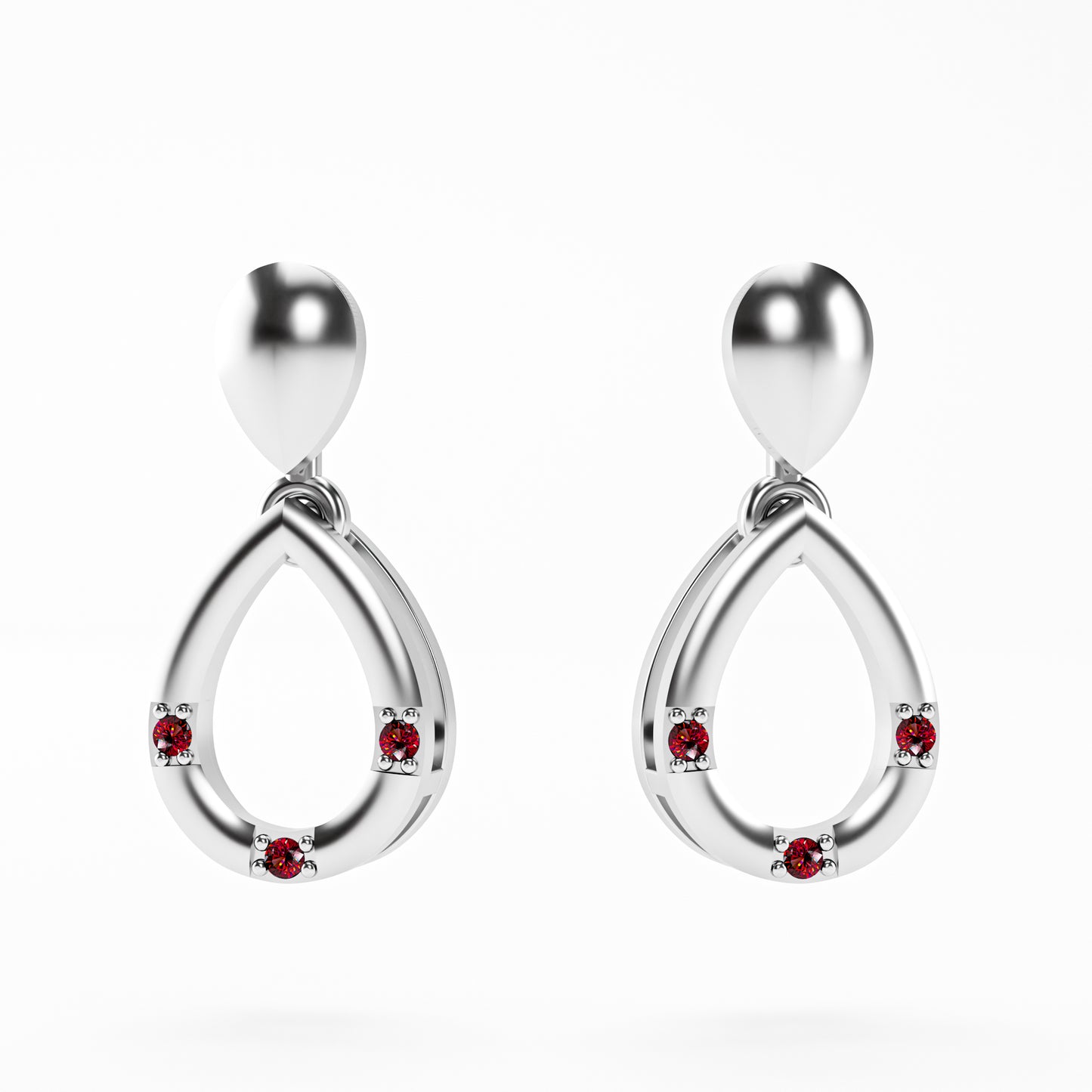 The Open Teardrop - Ruby Accent Drop Earrings by Gehnok