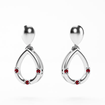 The Open Teardrop - Ruby Accent Drop Earrings by Gehnok