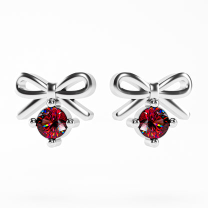 The Little Bow -  Ruby Bow Stud Earrings by Gehnok