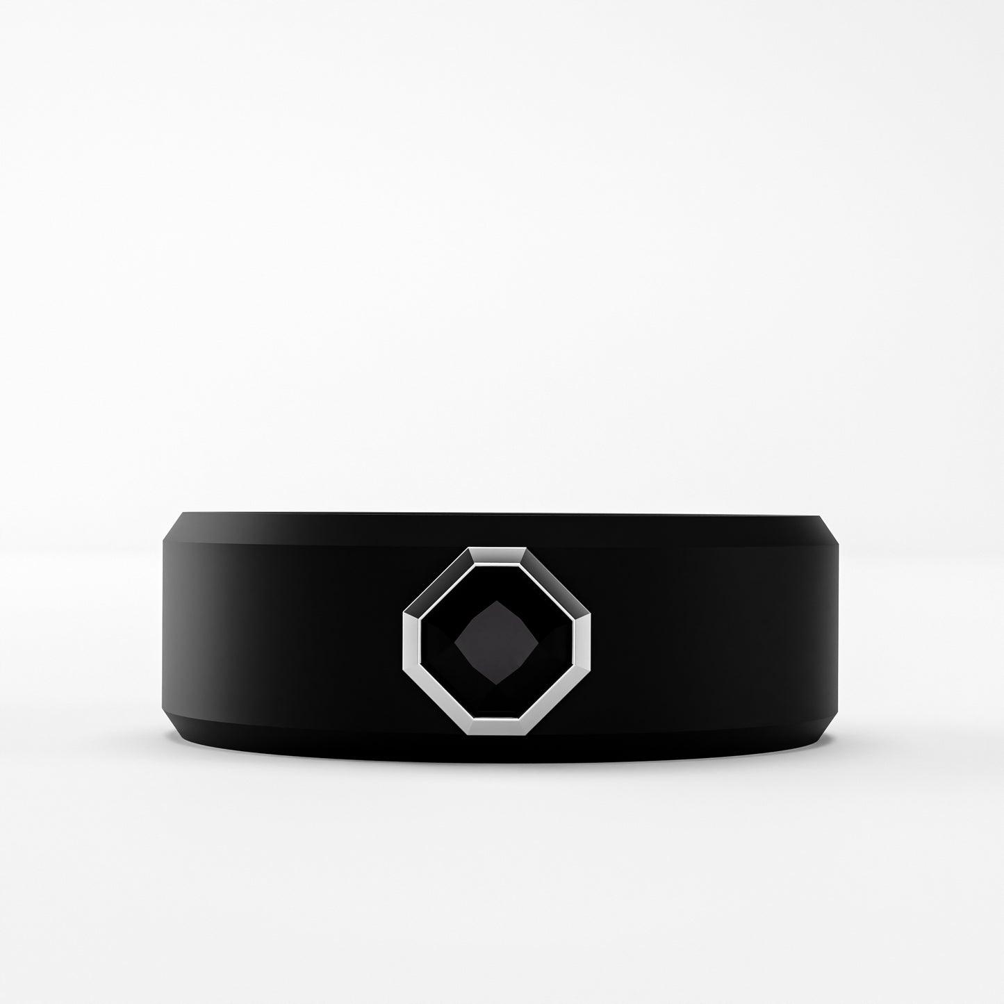 The Onyx Hex - Black Diamond Octagon Bezel Ring