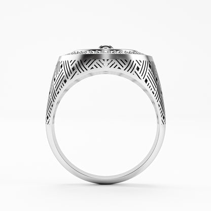 The King - Chess King Diamond Signet | onyx Ring by Gehnok
