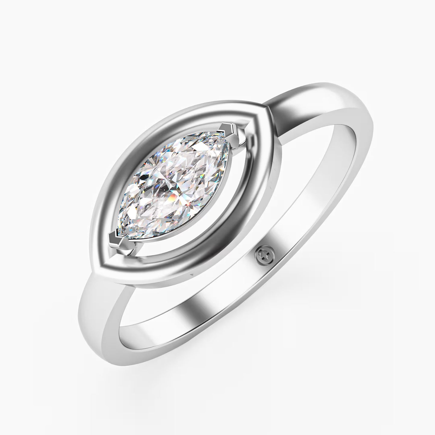 Marquise Eye-Halo Solitaire Ring