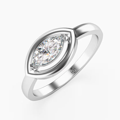 Marquise Eye-Halo Solitaire Ring