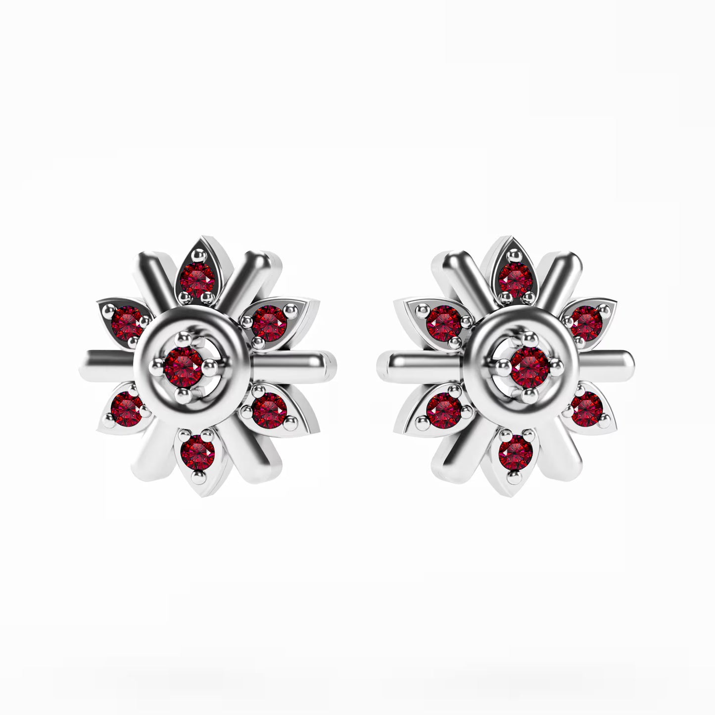 The Compass Star - Ruby Sunburst Stud Earrings by Gehnok