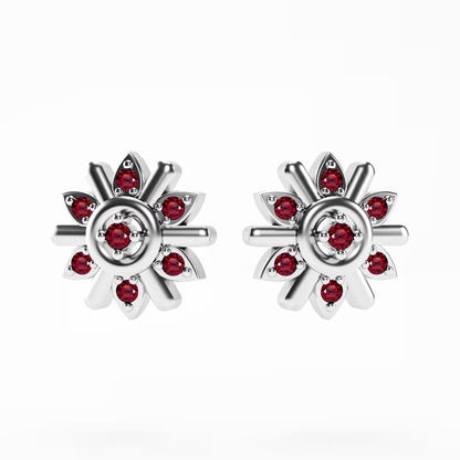 The Compass Star - Ruby Sunburst Stud Earrings by Gehnok