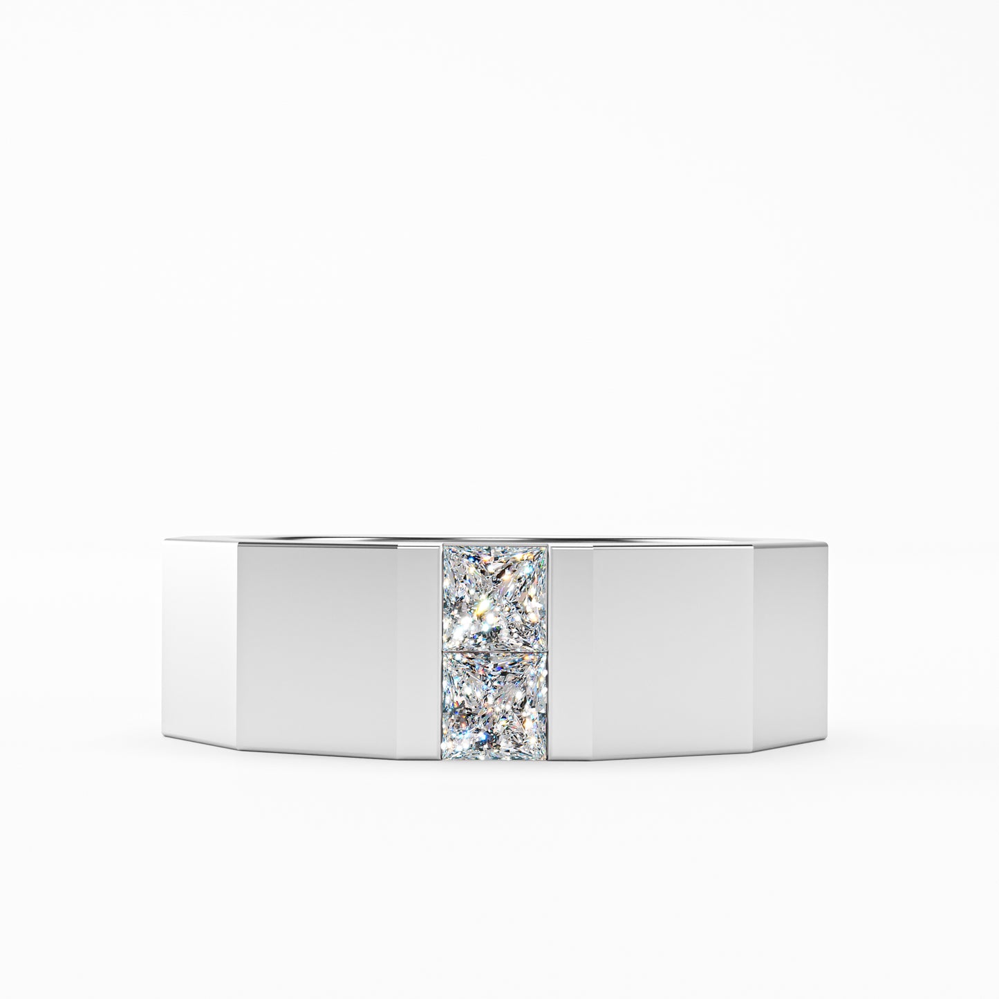 The Facet - Men's Faceted Princess Cut Diamond Duo Ring