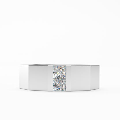 The Facet - Men's Faceted Princess Cut Diamond Duo Ring
