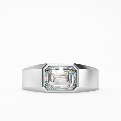 The Executive Two-Tone Gold Men's East-West Emerald Cut Diamond Ring