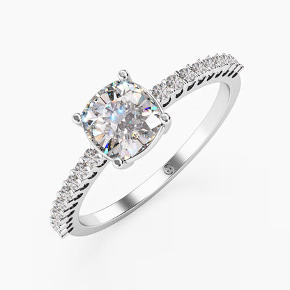 Cushion Cut Diamond Pavé band Ring