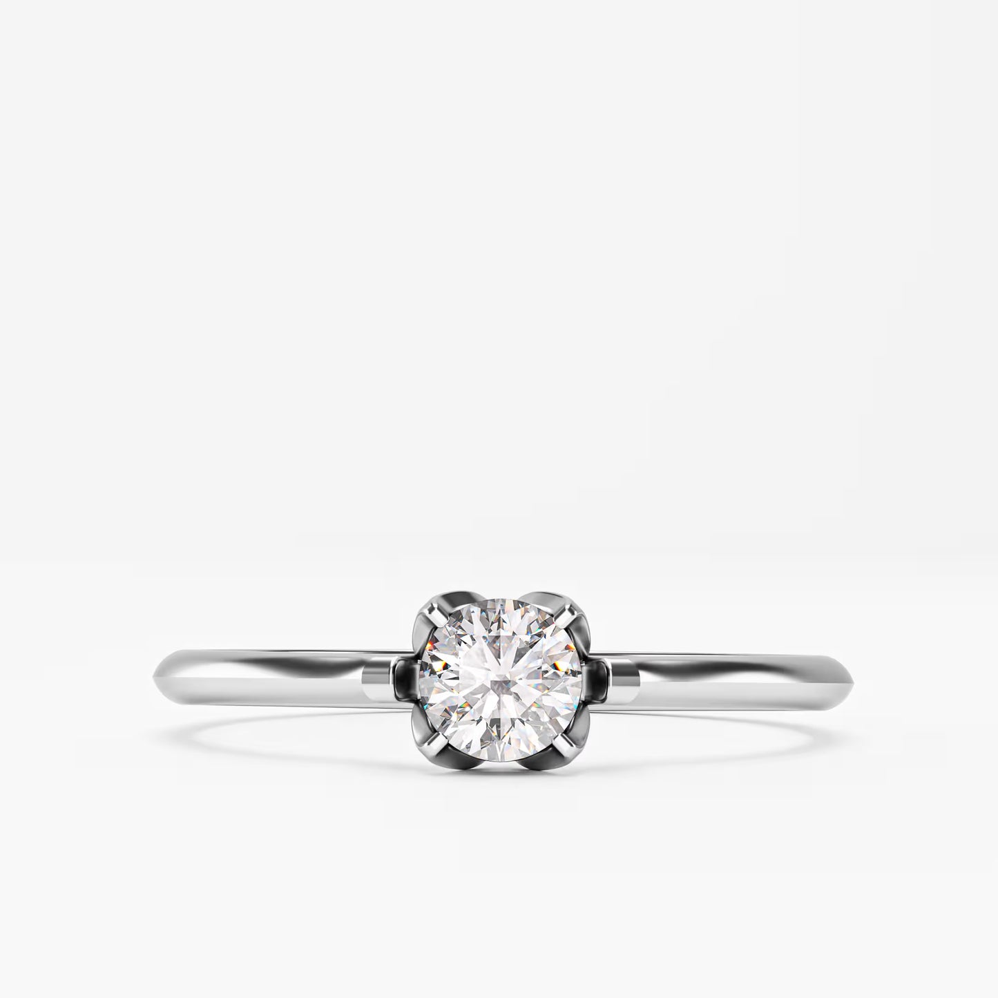 The Tulip - 6 Prong Floral Diamond Solitaire
