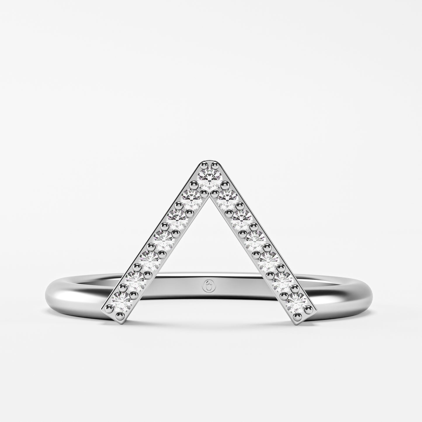 Geometric Pavé Chevron Band - Gold Diamond Triangle Ring