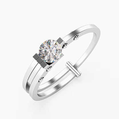 Double Rail Open-Shank Solitaire Ring