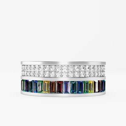 The Rainbow Eternity - Baguette Gemstone & Diamond Pave Ring