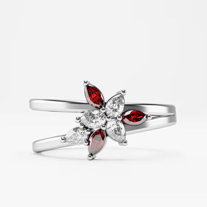 Ruby & Diamond Floating Star Cluster Ring