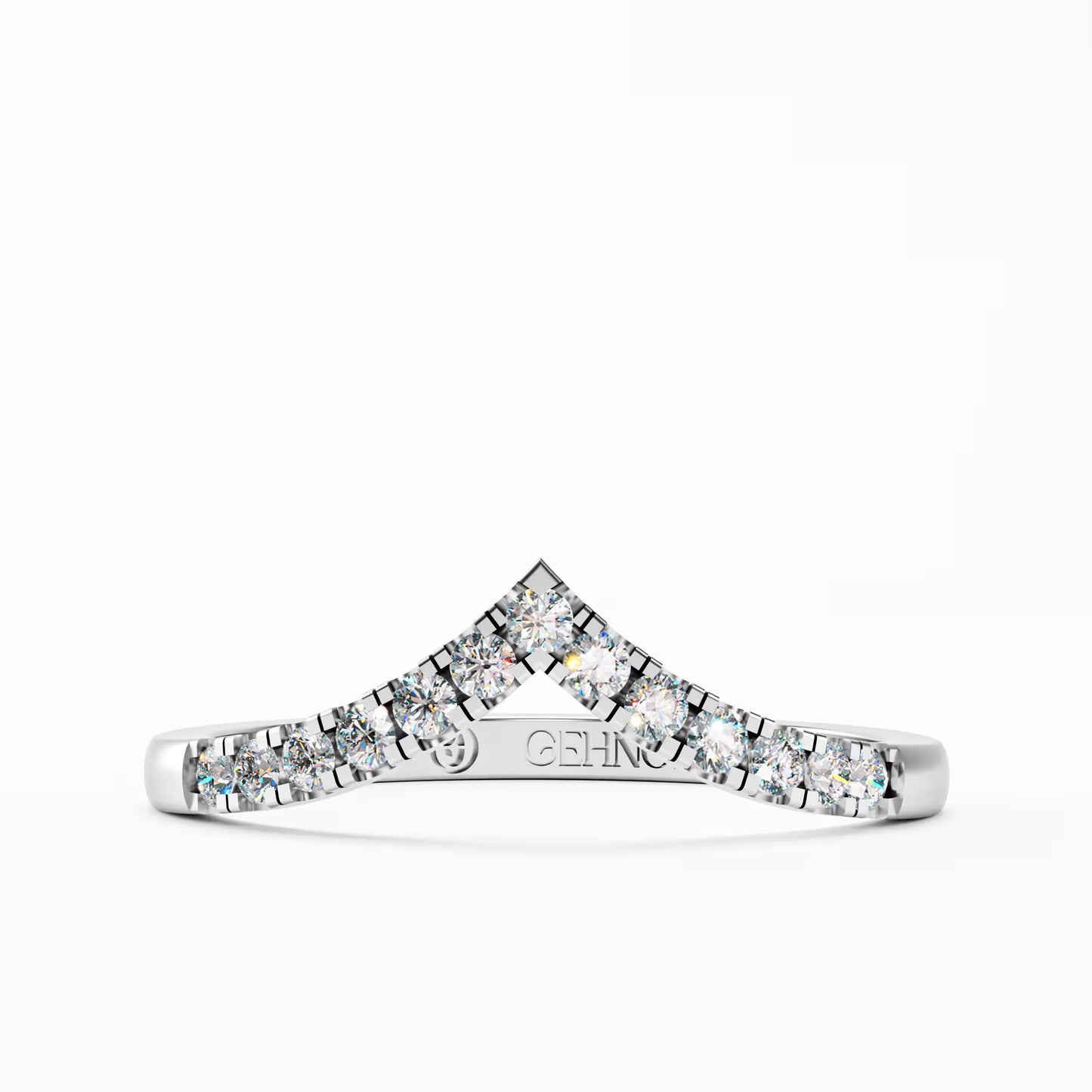 The Chevron Band - Gold Diamond V-Shape Stackable Ring by Gehnok