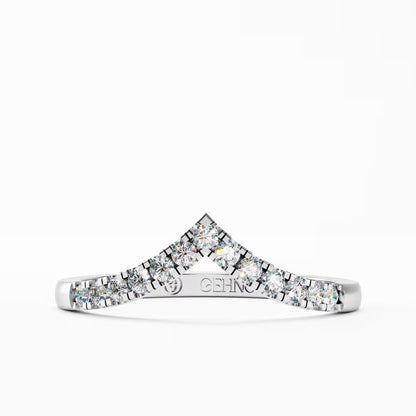 The Chevron Band - Gold Diamond V-Shape Stackable Ring by Gehnok