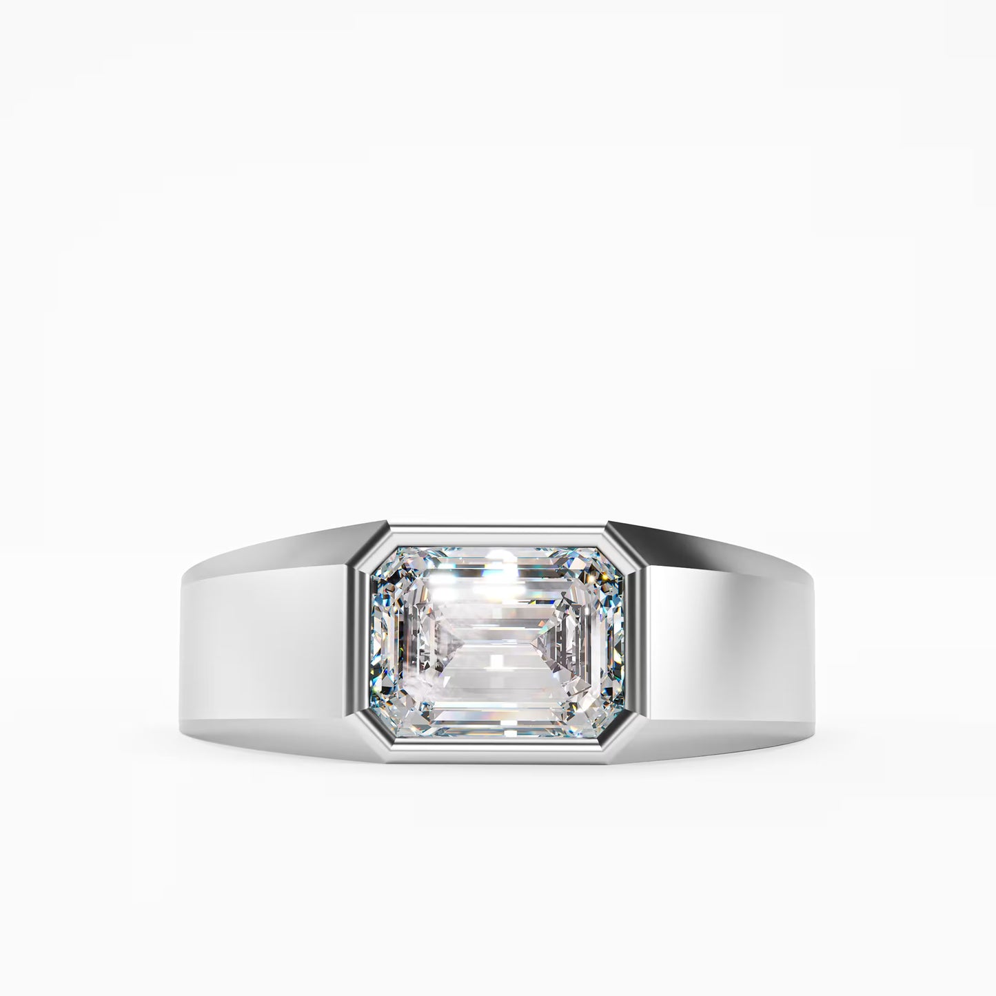 The Executive Two-Tone Gold Men's East-West Emerald Cut Diamond Ring
