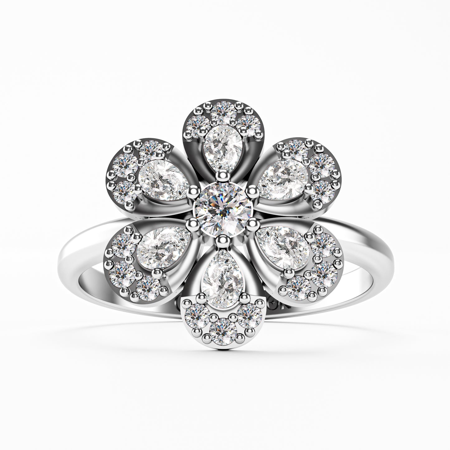 The Blossom - Two-Tone Gold Floral Diamond Cluster Ring by Gehnok