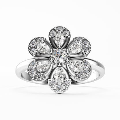 The Blossom - Two-Tone Gold Floral Diamond Cluster Ring by Gehnok