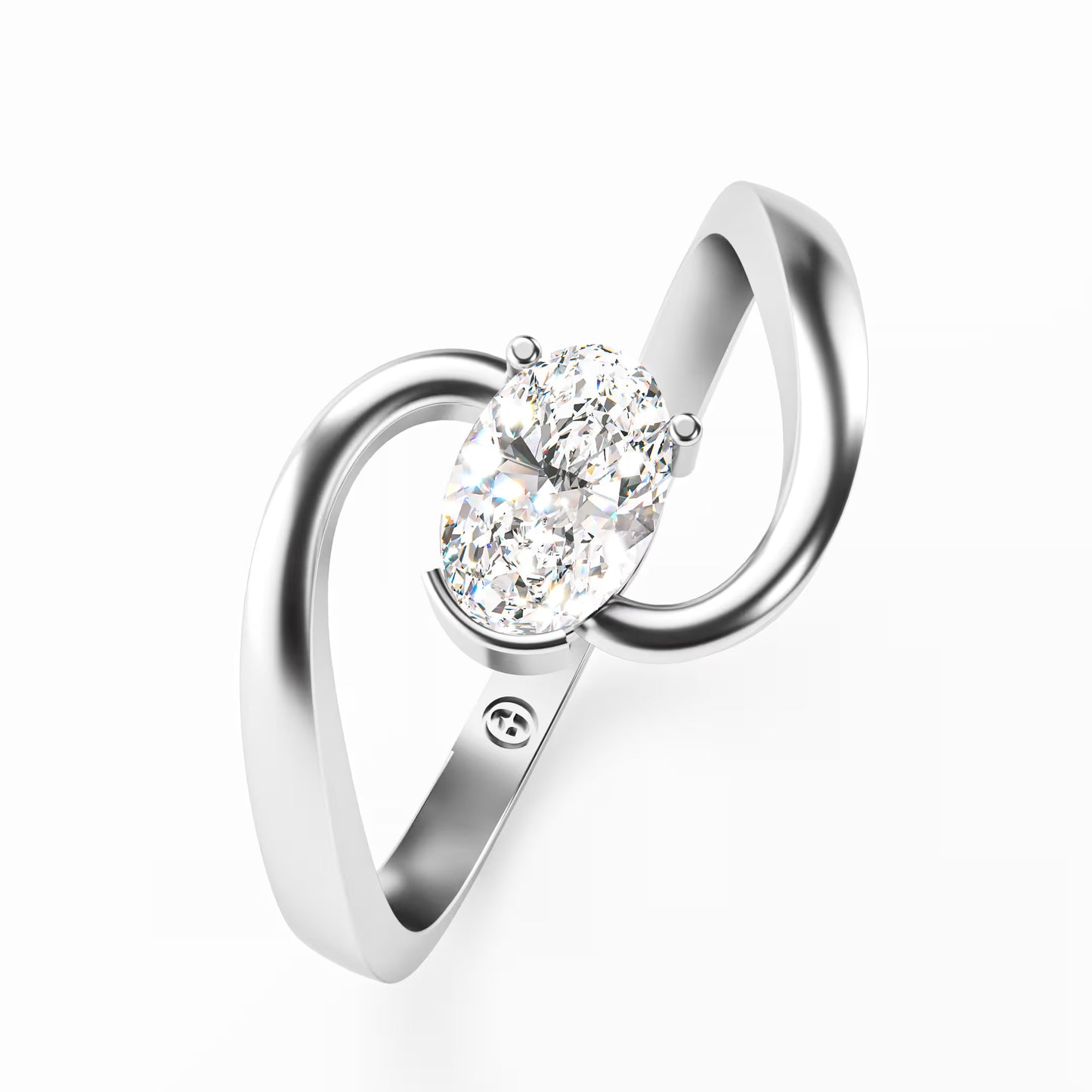 The Swirl - Oval Diamond Bypass Loop Ring by Gehnok