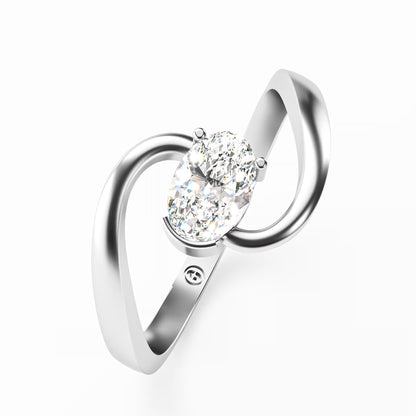 The Swirl - Oval Diamond Bypass Loop Ring by Gehnok